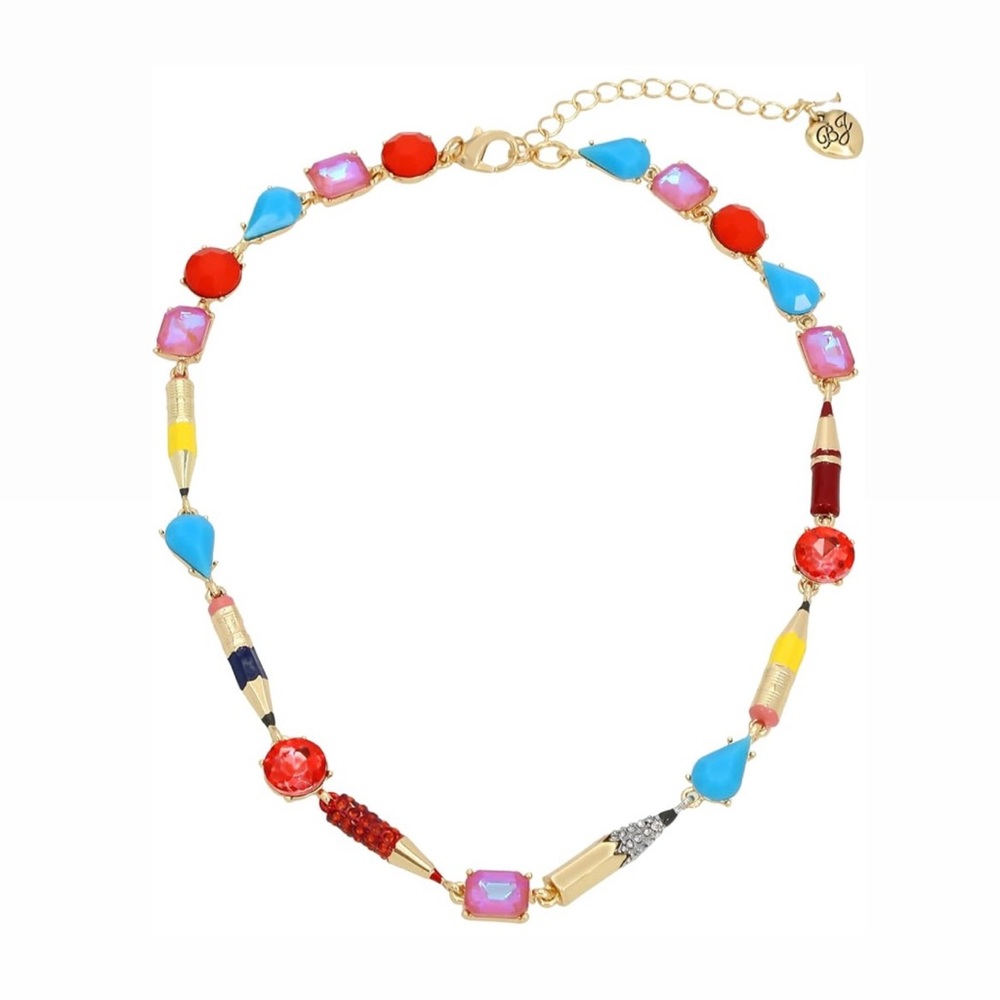 Betsey Johnson
Faux Stone Back To School Pencil Collar Necklace